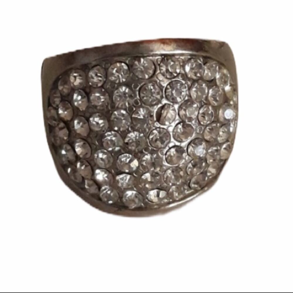 Vintage Stretch Bubble Ring with Rhinestones 7 - Picture 2 of 9